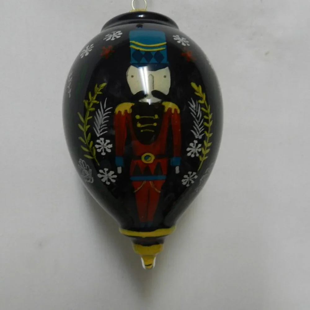 Nutcracker Christmas Tear Drop Glass Ornament Li Bien Hand painted 2019 w/ Box